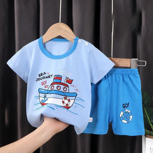 Sky Blue Sea Journey Kids Short Set