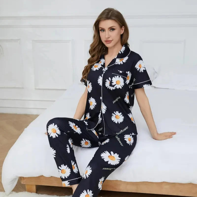 Sun Flower Half Sleeves CO-ORD SET For Women