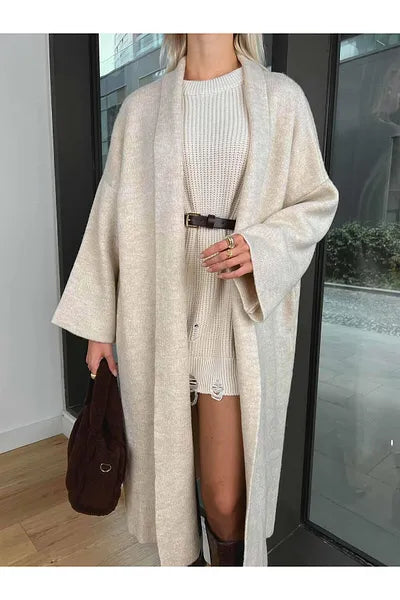 Longline Street-Style Long Winter Fleece Fabric Gown