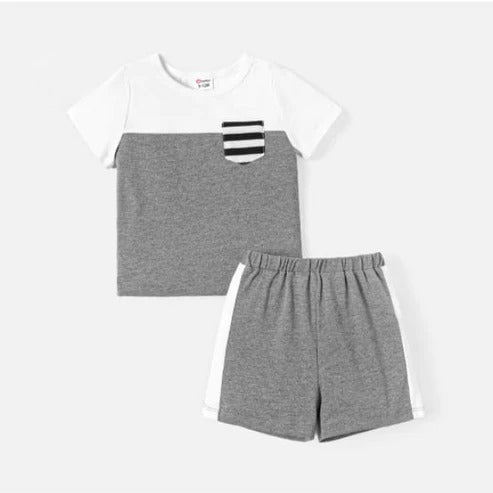 Grey & White Kids Short Set