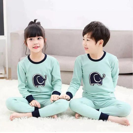 Sea Green With Elephant Print Kids Wear