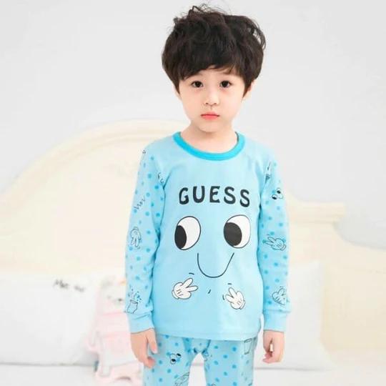 SKY BLUE GUESS PRINTED KIDS WEAR