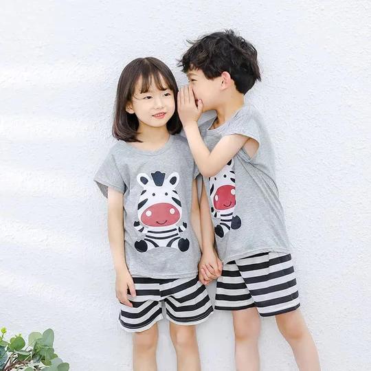 GREY ZEBRA PRINTED HALF SLEEVES KIDS WEAR