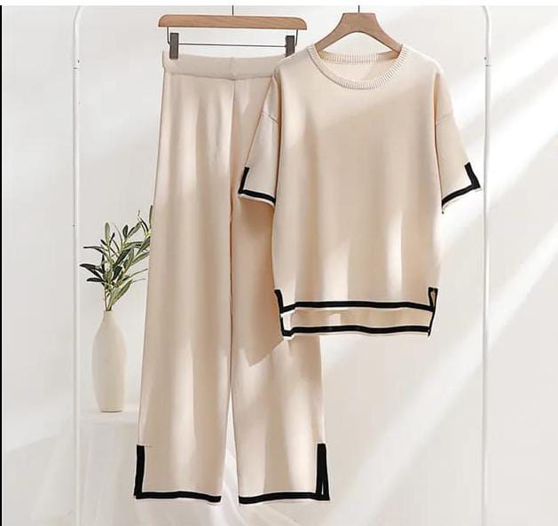 2PC BEIGE STYLE WOMEN LOUNGE WEAR