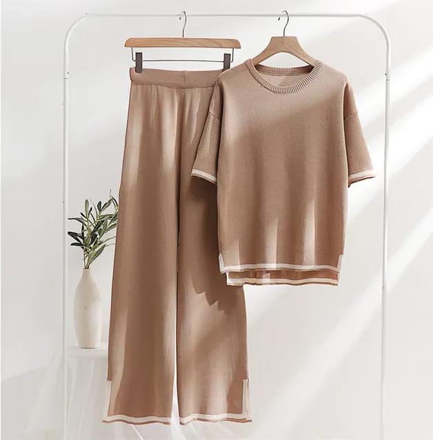 2PC BEIGE STYLE WOMEN LOUNGE WEAR