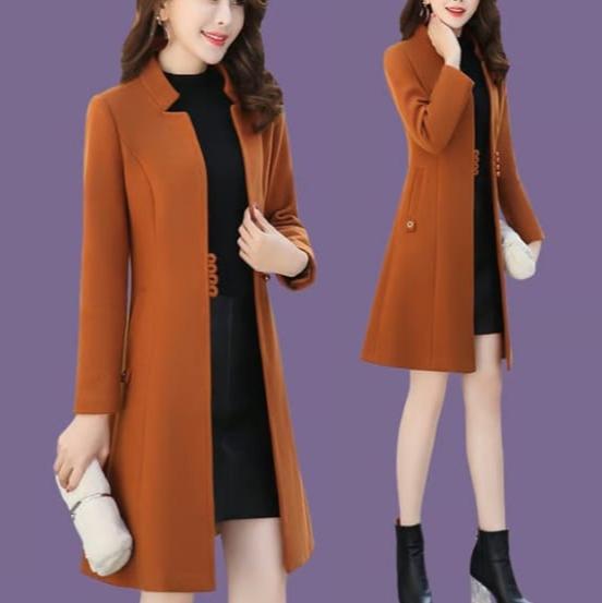 LONG BUTTON FROCK STYLE LONG COAT