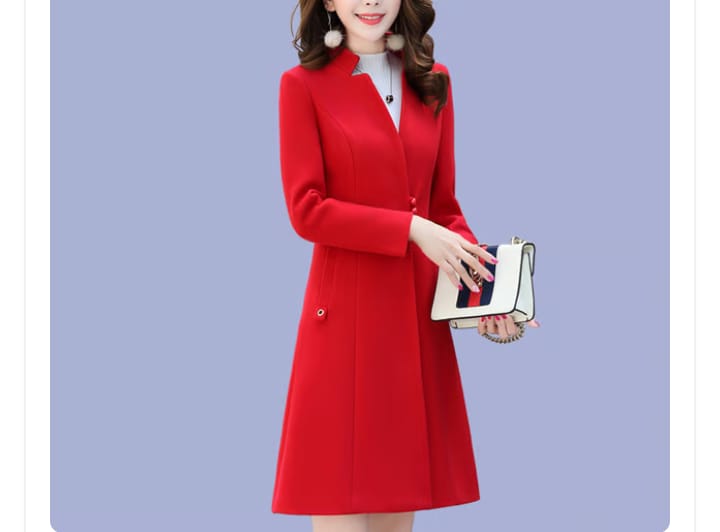 LONG BUTTON FROCK STYLE LONG COAT