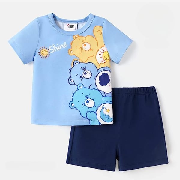 Blue Care Bear Kid Short Set