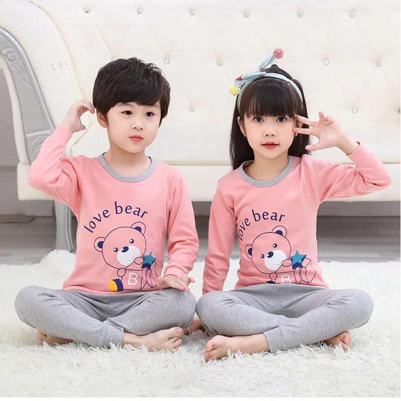 Pink Love Bear Print Kids Wear