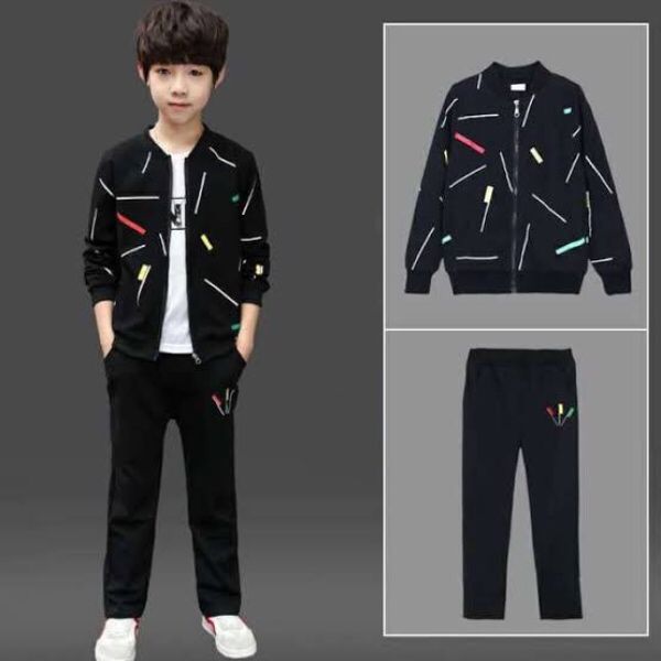 Kids Printed Zipper with Warm Black Trouser