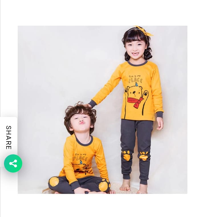 Kids - Yellow and Grey Pooh Print Kids Wear